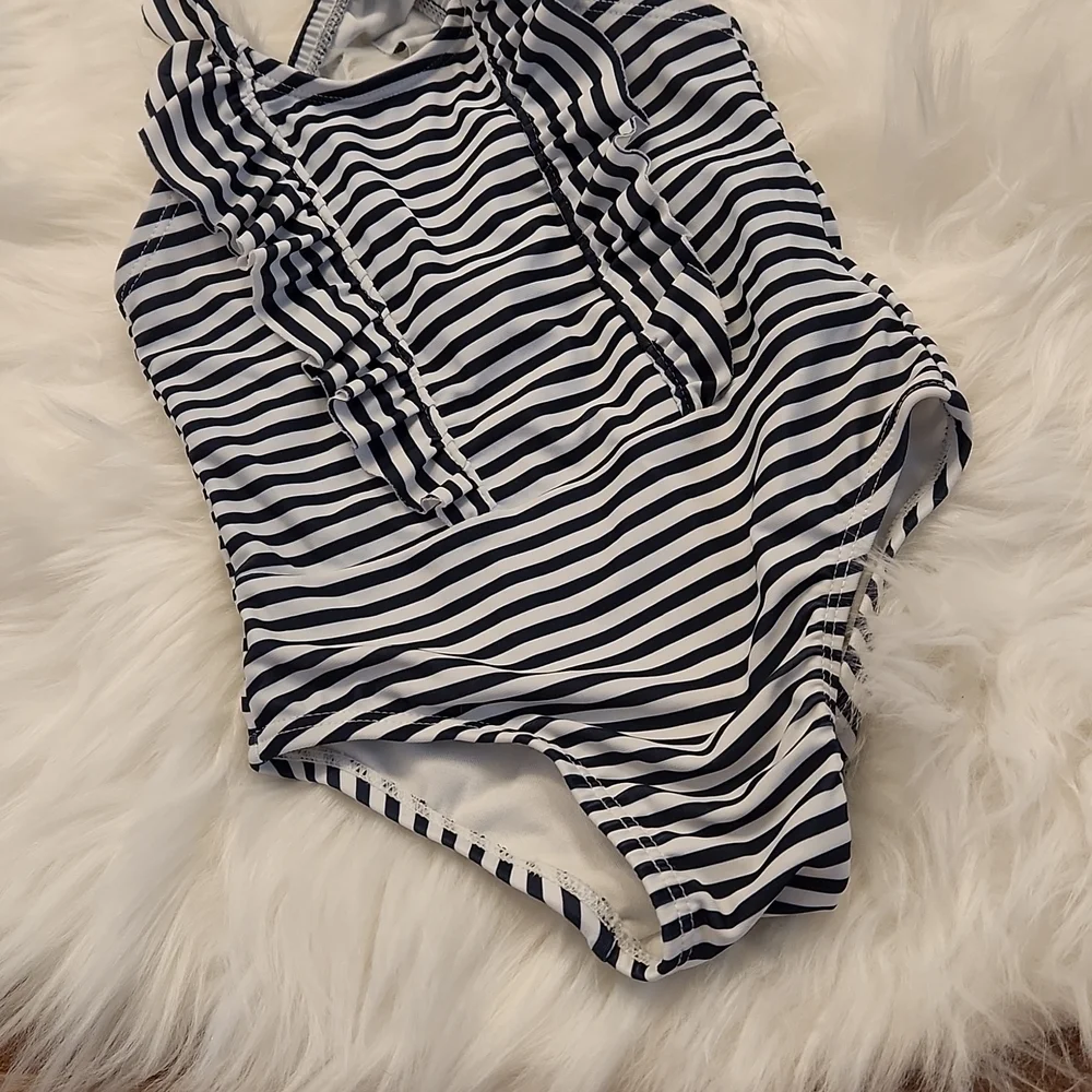 Baby Gap Navy & White Ruffle Front Swimsuit Size 18-24M